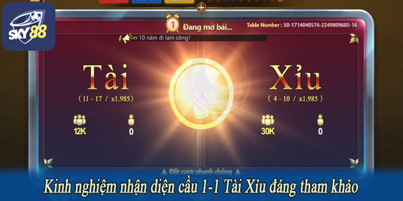 Kinh nghiệm nhận diện cầu 1-1 Tài Xỉu đáng tham khảo